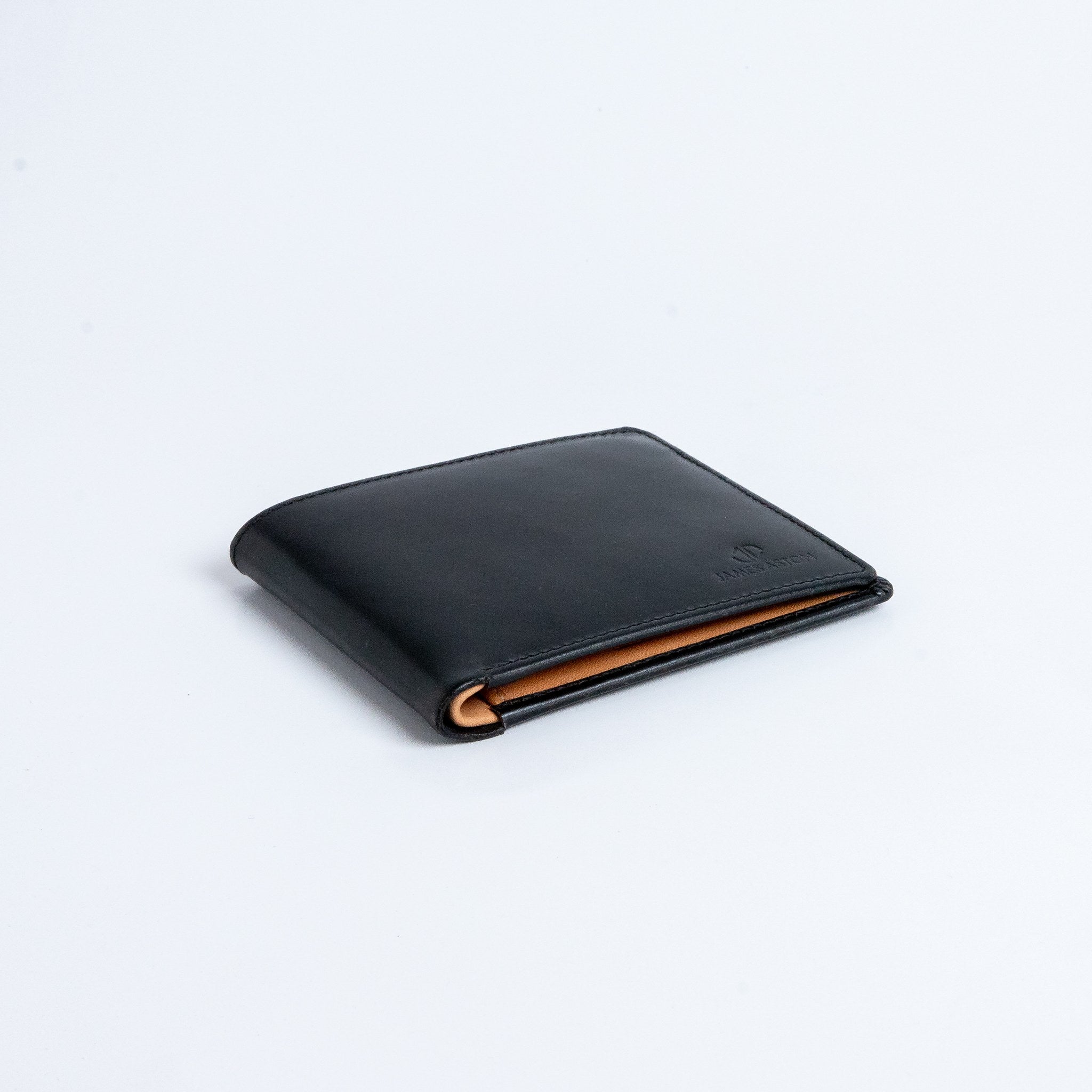 The Bristol bifold wallet in black English Bridle leather.