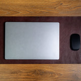 The desk mat in Australian Nut Spanish full grain vegetable tanned milled leather, medium, by James Aston