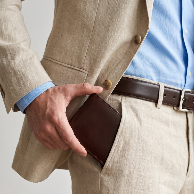 James Aston men's vegetable tanned leather belts, wallets and bags