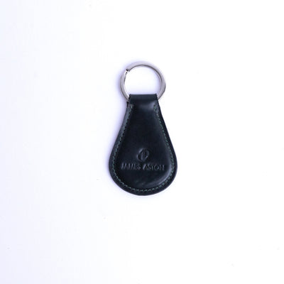 The Somerset key holder in bottle green English Bridle leather, with its brushed nickel metalware.