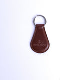 The Somerset key holder in cognac English Bridle leather, with its brushed nickel metalware.