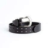 The Damian belt in black Spanish full grain vegetable tanned milled leather, by James Aston