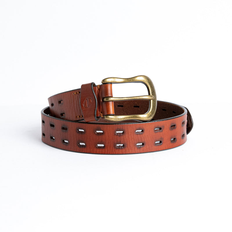 The Damian belt in tan Spanish full grain vegetable tanned milled leather, by James Aston