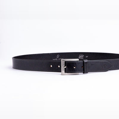 The Eduardo in Black, full length, a single 35 mm layer of Spanish full grain milled leather