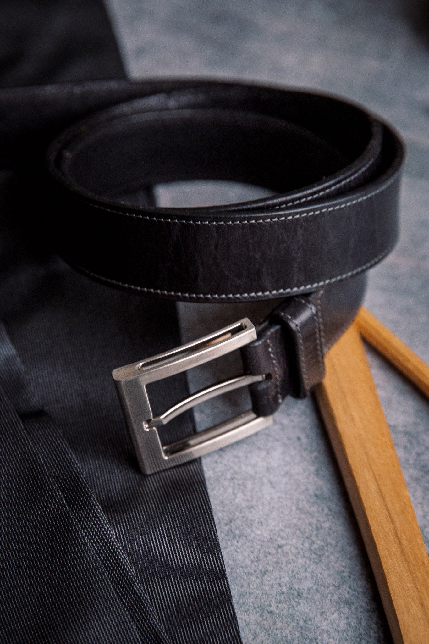 The Eduardo in Black, imported buckle with brush nickel polish