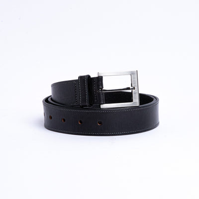 The Eduardo belt in Black, Spanish full grain vegetable tanned milled leather, by James Aston