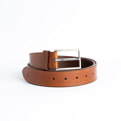 The Eduardo belt in Tan, Spanish full grain vegetable tanned milled leather, by James Aston