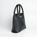 The Executive Handbag, black leather handbag, full view.