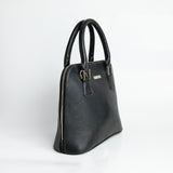 The Executive Handbag, black leather handbag, full view.