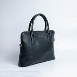 The Executive Laptop Bag, black leather laptop bag, full view.