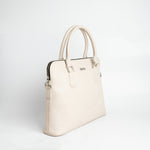 The Executive Laptop Bag, off-white leather laptop bag, full view.
