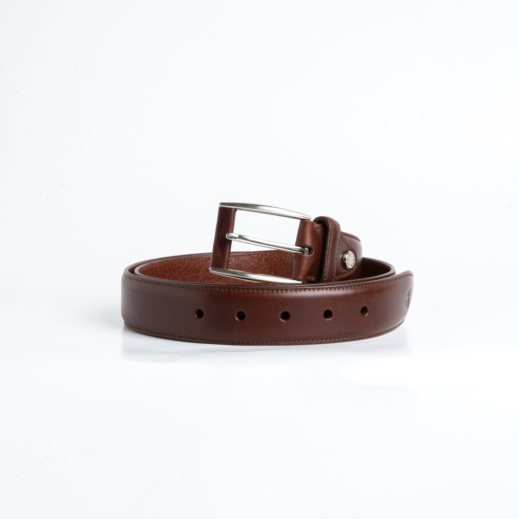 The Federico belt in Australian Nut Italian Full Grain vegetable tanned Vachetta leather, by James Aston