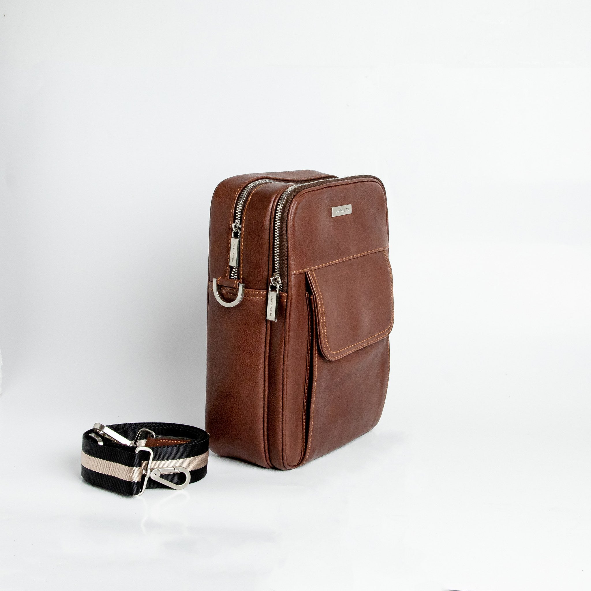 aston leather sling backpack Brown Crossbody Messenger Bag Zippered pockets help keep everything in place Paris moves fast. Leather gets
