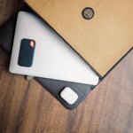 The Motivator carried in khaki beige, canvas and Spanish leather.