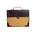 The Motivator canvas and Spanish leather briefcase in khaki beige, front view.