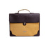 The Motivator canvas and Spanish leather briefcase in khaki beige, front view.