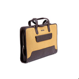 The Risk-Taker khaki beige canvas briefcase, full form.