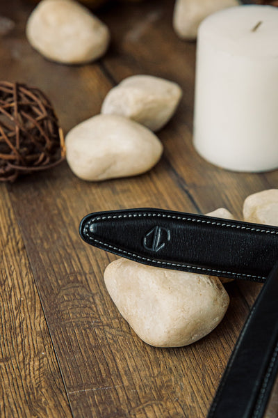 The Santo belt in Black, leather character