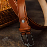 The Santo belt in Tan, leather character