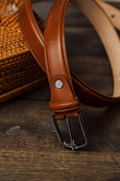 The Santo belt in Tan, leather character