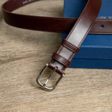 The Walsall in Australian Nut, imported solid brass buckle with high shine nickel polish