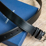The Walsall in Black, English Bridle leather belt, composed still life