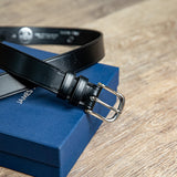 The Walsall in Black, imported solid brass buckle with high shine nickel polish