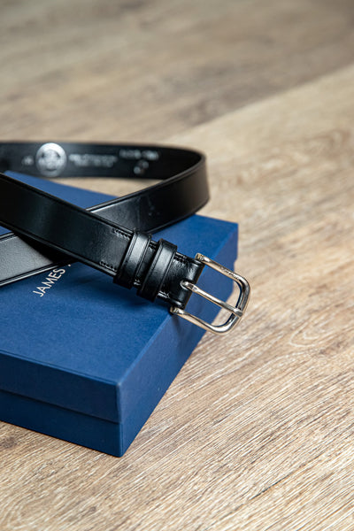 The Walsall in Black, imported solid brass buckle with high shine nickel polish