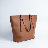 The Wanderer's Tote, cognac leather tote, full view.