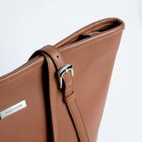 Brushed nickel buckle and YKK zip on The Wanderer's Tote.