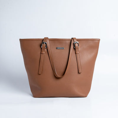 The Wanderer's Tote in cognac Spanish full grain vegetable tanned leather, by James Aston