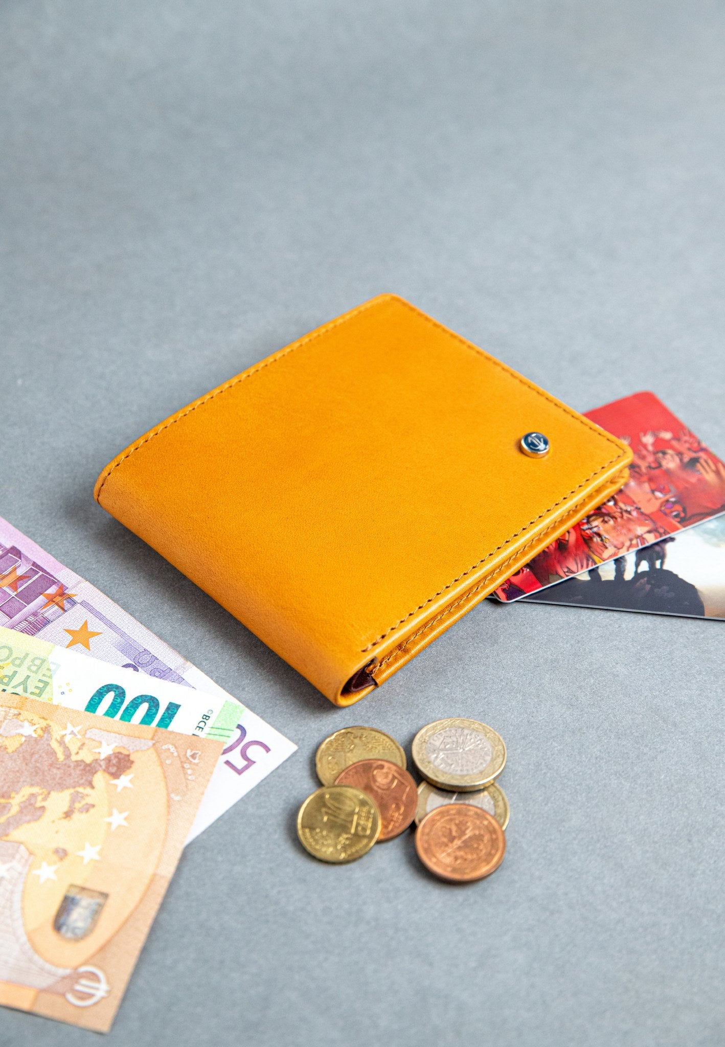 The Zanebono Bifold II wallet in tan, composed.