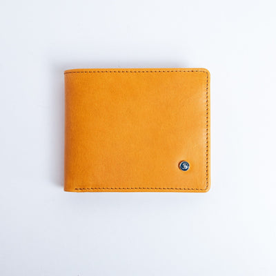 The Zanebono With Flap I wallet in tan vegetable tanned smooth Vachetta leather, by James Aston