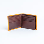 The interior of the Zanebono With Flap I in tan, showing the card slots.