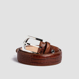 The Alessandro-Vegetable Tanned Croc print Embossed Leather 35 MM Dress Belt