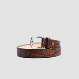 32 MM Vincenzo crocodile print vegetable tanned real leather belt of Italian origin