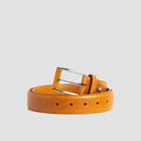 The Federico: A classic Vegetable Tanned Italian Full Grain Leather Dress Belt adorned with a Unique leather-covered Prong Platform Buckle