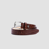 32 MM Vincenzo crocodile print vegetable tanned real leather belt of Italian origin