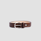 32 MM Vincenzo crocodile print vegetable tanned real leather belt of Italian origin