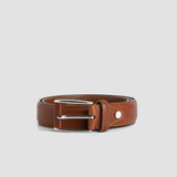 The Federico: A classic Vegetable Tanned Italian Full Grain Leather Dress Belt adorned with a Unique leather-covered Prong Platform Buckle