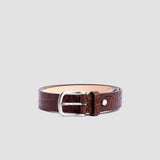 32 MM Vincenzo crocodile print vegetable tanned real leather belt of Italian origin
