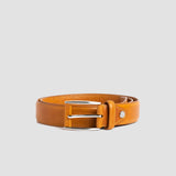 The Federico: A classic Vegetable Tanned Italian Full Grain Leather Dress Belt adorned with a Unique leather-covered Prong Platform Buckle