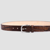 32 MM Vincenzo crocodile print vegetable tanned real leather belt of Italian origin
