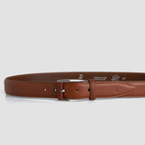 The Federico: A classic Vegetable Tanned Italian Full Grain Leather Dress Belt adorned with a Unique leather-covered Prong Platform Buckle