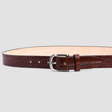 32 MM Vincenzo crocodile print vegetable tanned real leather belt of Italian origin