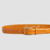 The Federico: A classic Vegetable Tanned Italian Full Grain Leather Dress Belt adorned with a Unique leather-covered Prong Platform Buckle