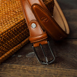 32 mm Santo Classic and Luxurious Italian Vegetable Tanned Full Grain Vacchetta Real Leather Dress Belt