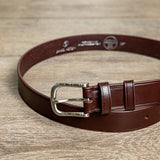 32 mm Hand Stitched Classic Walsall English Bridle Full Grain Vegetable Tanned Single Layer 4 mm thick Leather Belt with lifetime warranty
