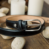 32 mm Santo Classic and Luxurious Italian Vegetable Tanned Full Grain Vacchetta Real Leather Dress Belt