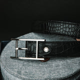 35 mm Vincenzo crocodile print vegetable tanned real leather dress belt of Italian origin